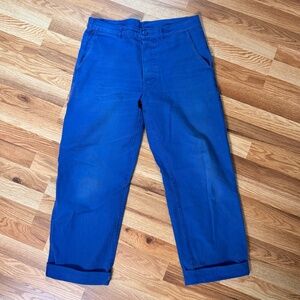 Vintage French Workwear Pants // Size 34" Waist // Blue // 100% Cotton